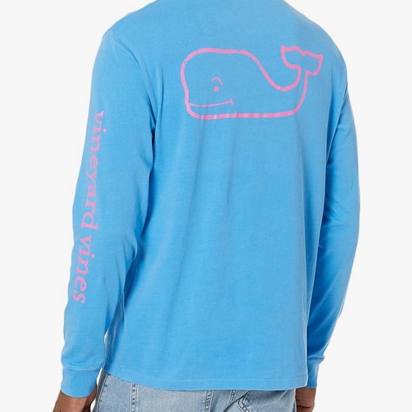 Vineyard Vines LS pocket T-Shirt Regatta Blue/Pink - Picture 2 of 5